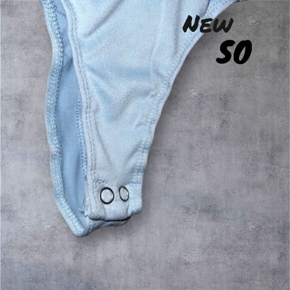 New NWT SO Kohl’s Light Blue Long Sleeve mesh bodysuit - Extra Small - Picture 4 of 7